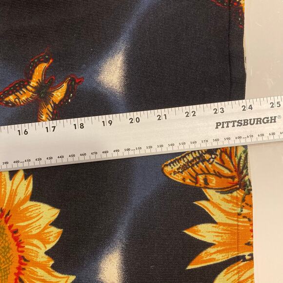 JOSEPH A. Sweater Top L Silk Floral Butterfly Black-Orange-Yellow Knit Long-Slev - Picture 6 of 7